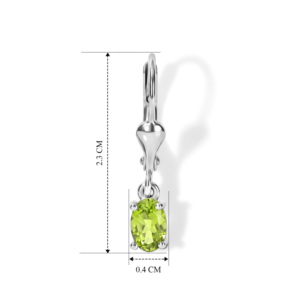 D'Joy - Natural Hebei Peridot Solitaire Lever Back Earring in Rhodium Overlay Sterling Silver 1.00 Ct._8557070_4