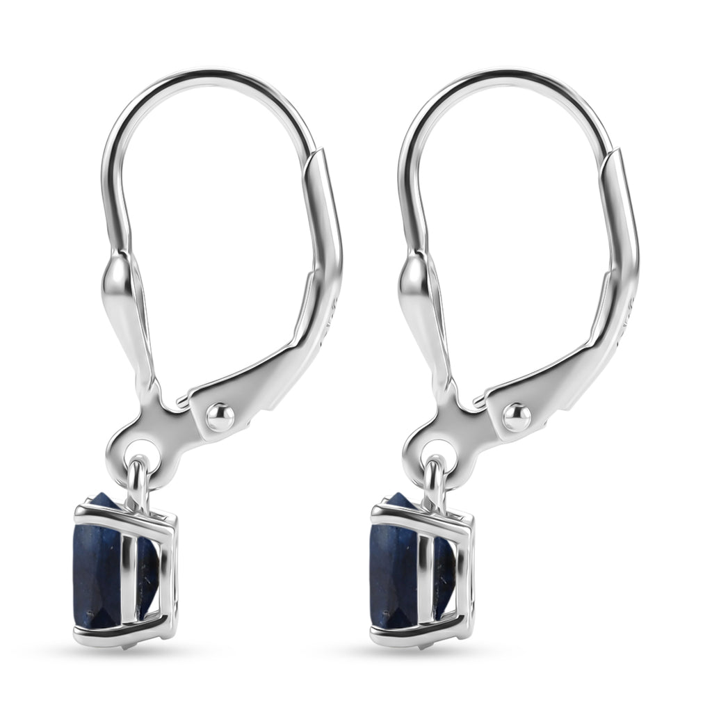 Royal Bali Collection - D'Joy Masoala Sapphire Solitaire Lever Back Earring in Rhodium Overlay Sterling Silver 1.46 Ct._8557074_3