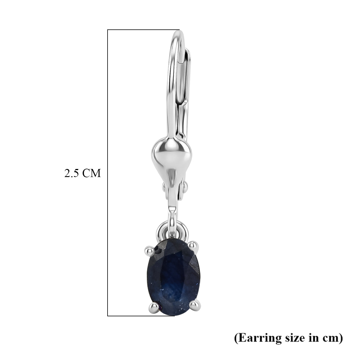 D'Joy Masoala Sapphire Solitaire Lever Back Earring in Rhodium Overlay Sterling Silver 1.46 Ct. 8557074 6