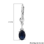 Royal Bali Collection - D'Joy Masoala Sapphire Solitaire Lever Back Earring in Rhodium Overlay Sterling Silver 1.46 Ct._8557074_5
