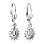 Royal Bali Collection - D'Joy African Amethyst & White Zircon Halo Earring with Lever Back in Rhodium Overlay Sterling Silver 1.38 Ct._8557078_4