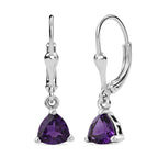 Royal Bali Collection - D'Joy African Amethyst Solitaire Lever Back Earring in Rhodium Overlay Sterling Silver 1.34 Ct._8557080