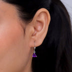 Royal Bali Collection - D'Joy African Amethyst Solitaire Lever Back Earring in Rhodium Overlay Sterling Silver 1.34 Ct._8557080_1