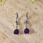 Royal Bali Collection - D'Joy African Amethyst Solitaire Lever Back Earring in Rhodium Overlay Sterling Silver 1.34 Ct._8557080_2