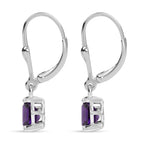 Royal Bali Collection - D'Joy African Amethyst Solitaire Lever Back Earring in Rhodium Overlay Sterling Silver 1.34 Ct._8557080_3