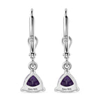 Royal Bali Collection - D'Joy African Amethyst Solitaire Lever Back Earring in Rhodium Overlay Sterling Silver 1.34 Ct._8557080_4