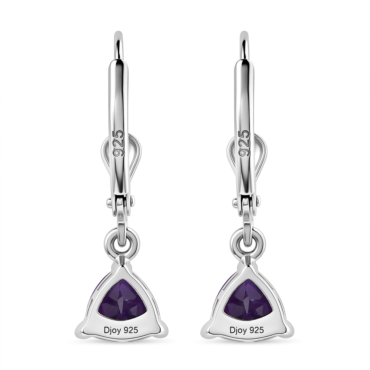 D'Joy African Amethyst Solitaire Lever Back Earring in Rhodium Overlay Sterling Silver 1.34 Ct. 8557080 5