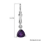 Royal Bali Collection - D'Joy African Amethyst Solitaire Lever Back Earring in Rhodium Overlay Sterling Silver 1.34 Ct._8557080_5