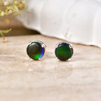 Ammolite Earring with Push Back in Platinum Overlay Sterling Silver 1.66 Ct.