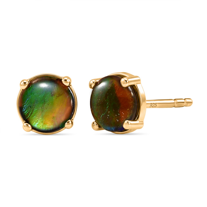 Ammolite Earring with Push Back in Yellow Gold Plated Sterling Silver 1.66 Ct. 8557083 1