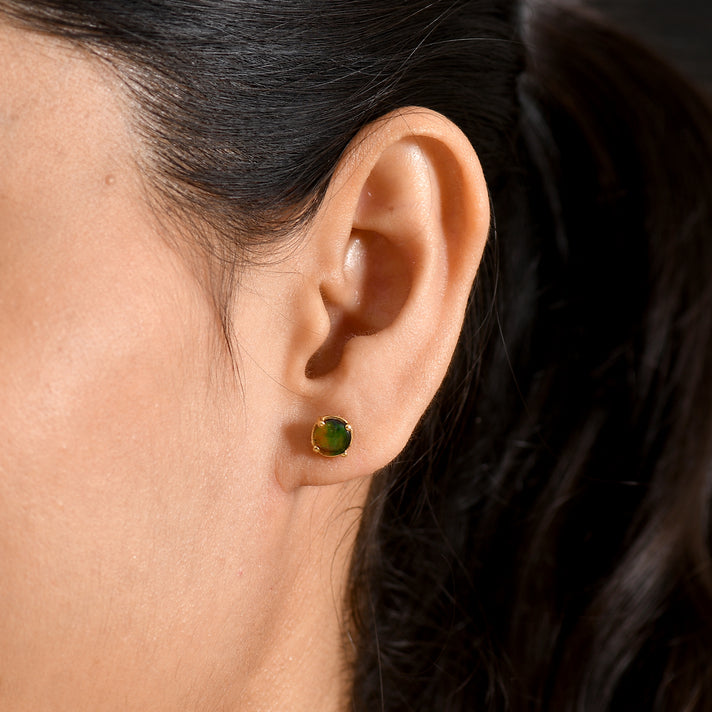 Ammolite Earring with Push Back in Yellow Gold Plated Sterling Silver 1.66 Ct. 8557083 2