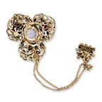 Antique Style Petal Pearl Pendant Brooch with Hanging Chains (15cm) - Dark Gold_8557093_4