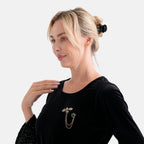 Antique Style Green Crystal Bee Pendant Brooch with Hanging Chains (12.5cm) - Green & Red_8557103_3