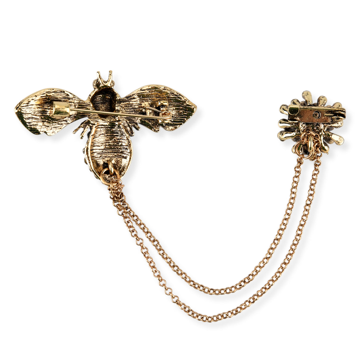 Antique Style Green Crystal Bee Pendant Brooch with Hanging Chains (12.5cm) - Green &amp; Red V32517560 5