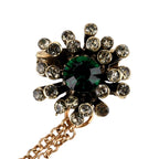 Antique Style Green Crystal Bee Pendant Brooch with Hanging Chains (12.5cm) - Green & Red_8557103_5