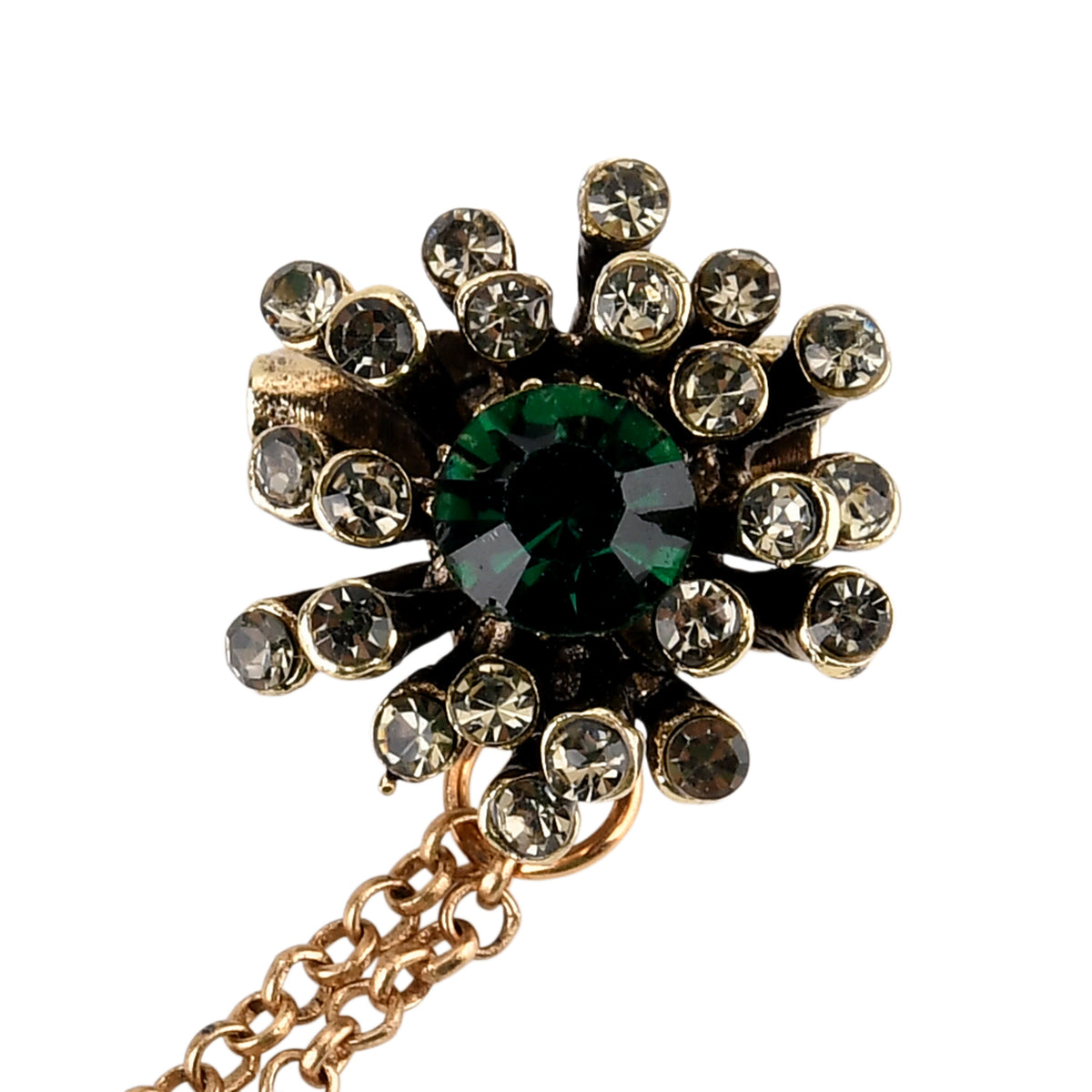 Antique Style Green Crystal Bee Pendant Brooch with Hanging Chains (12.5cm) - Green &amp; Red V32517560 6