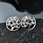D'Joy - Moissanite Tree of Life Earring with Push Back in Platinum Overlay Sterling Silver_8557120_2