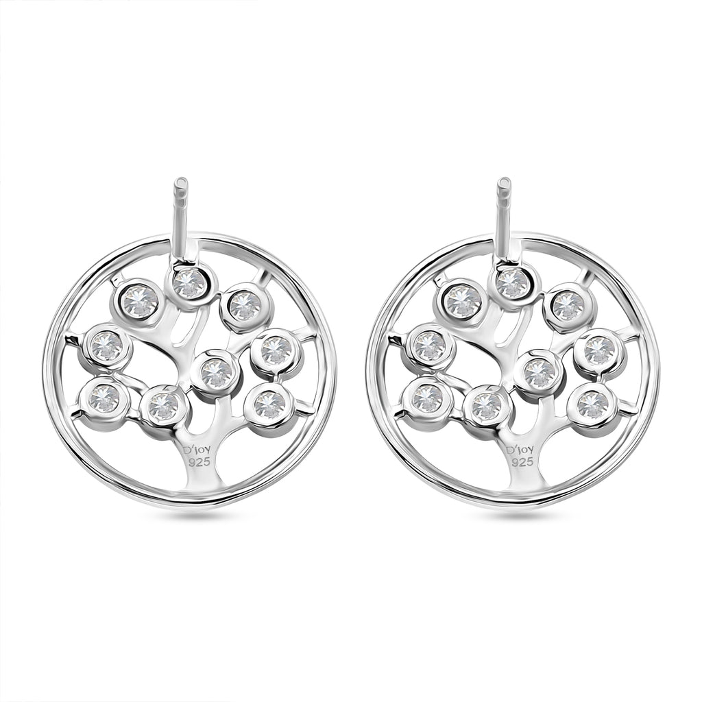 D'Joy - Moissanite Tree of Life Earring with Push Back in Platinum Overlay Sterling Silver_8557120_4