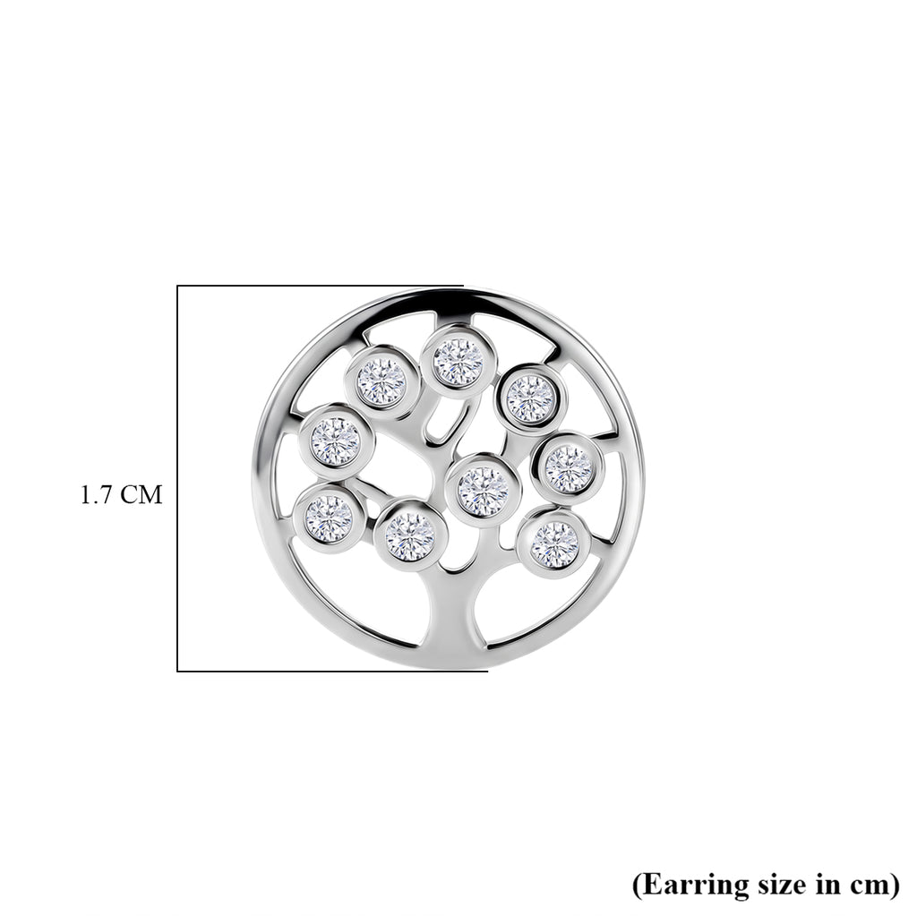 D'Joy - Moissanite Tree of Life Earring with Push Back in Platinum Overlay Sterling Silver_8557120_5