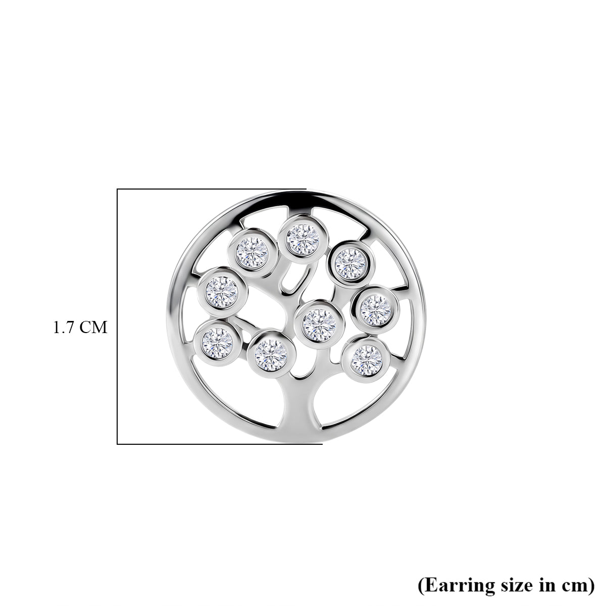 D'Joy - Moissanite Tree of Life Earring with Push Back in Platinum Overlay Sterling Silver V32555493 6