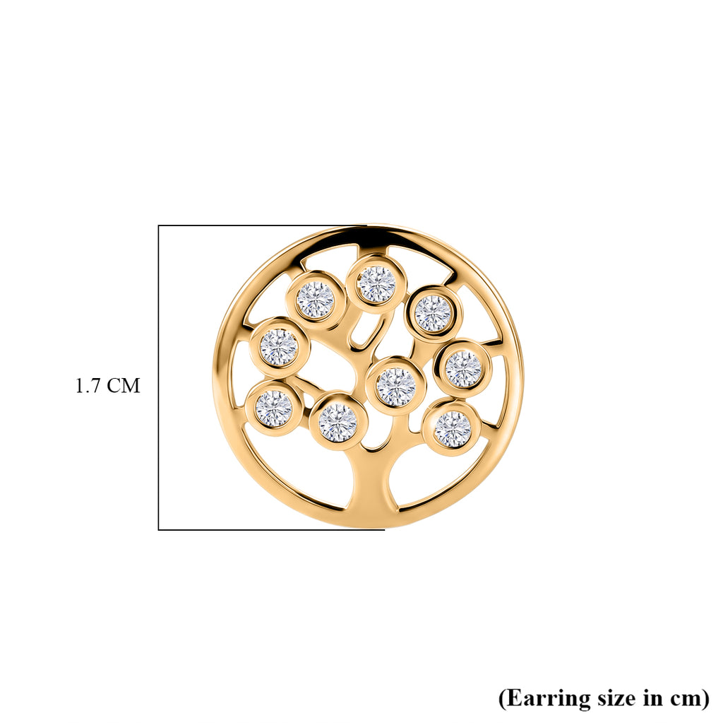 D'Joy - Moissanite Tree of Life Earring with Push Post in Yellow Gold Plated Sterling Silver_8557121_5