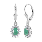 Royal Bali Collection - D'Joy Socoto Emerald & White Zircon Earring with Lever Back in Rhodium Overlay Sterling Silver 1.50 Ct._8557229