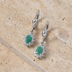 Royal Bali Collection - D'Joy Socoto Emerald & White Zircon Earring with Lever Back in Rhodium Overlay Sterling Silver 1.50 Ct._8557229_2
