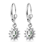 Royal Bali Collection - D'Joy Socoto Emerald & White Zircon Earring with Lever Back in Rhodium Overlay Sterling Silver 1.50 Ct._8557229_4
