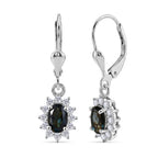 Royal Bali Collection - D'Joy London Blue Topaz & White Zircon Earring with Lever Back in Rhodium Overlay Sterling Silver 1.65 Ct._8557239