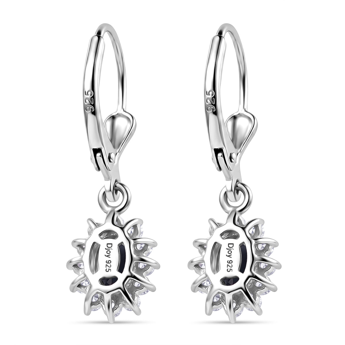 D'Joy London Blue Topaz &amp; White Zircon Earring with Lever Back in Rhodium Overlay Sterling Silver 1.65 Ct. 8557239 5