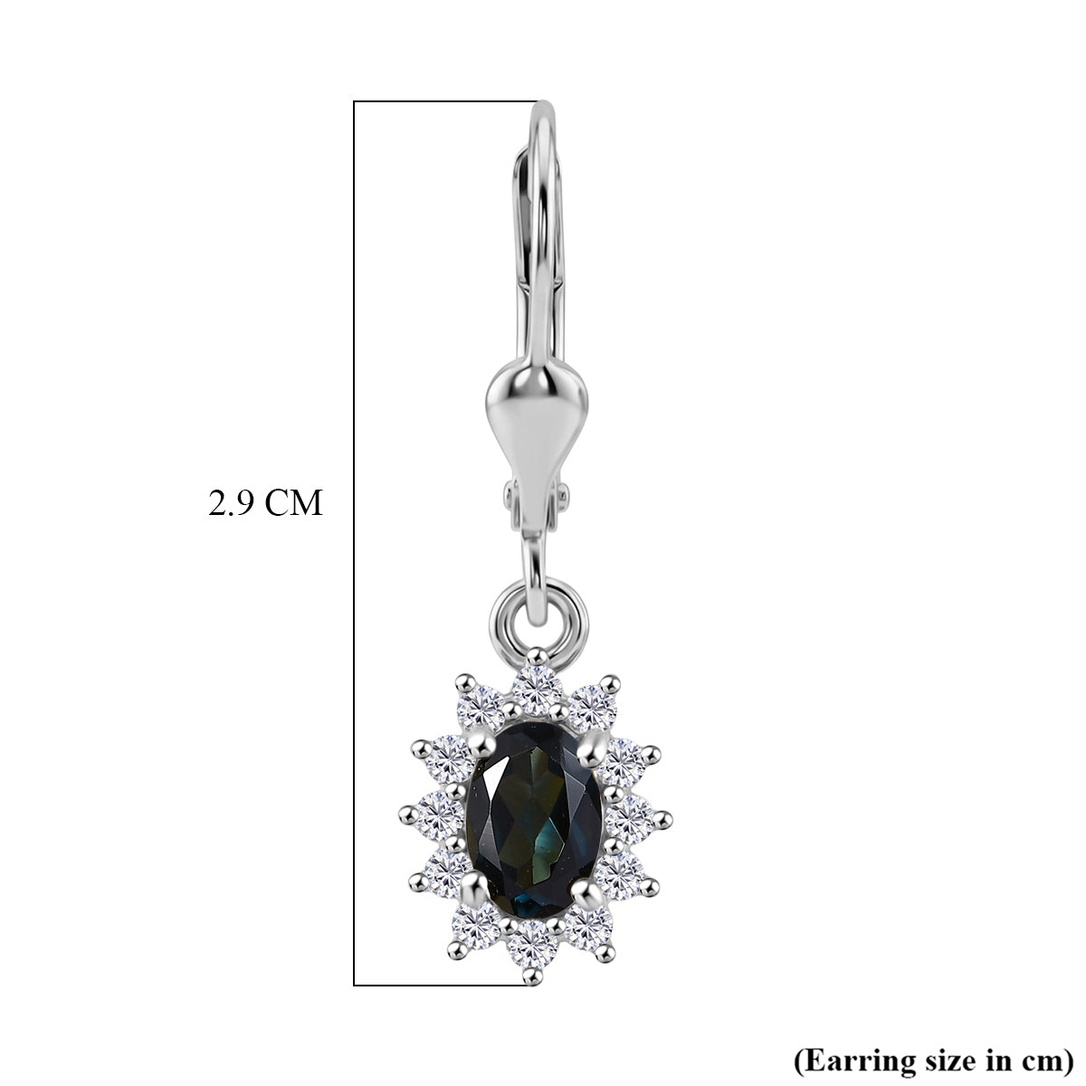 D'Joy London Blue Topaz &amp; White Zircon Earring with Lever Back in Rhodium Overlay Sterling Silver 1.65 Ct. 8557239 6