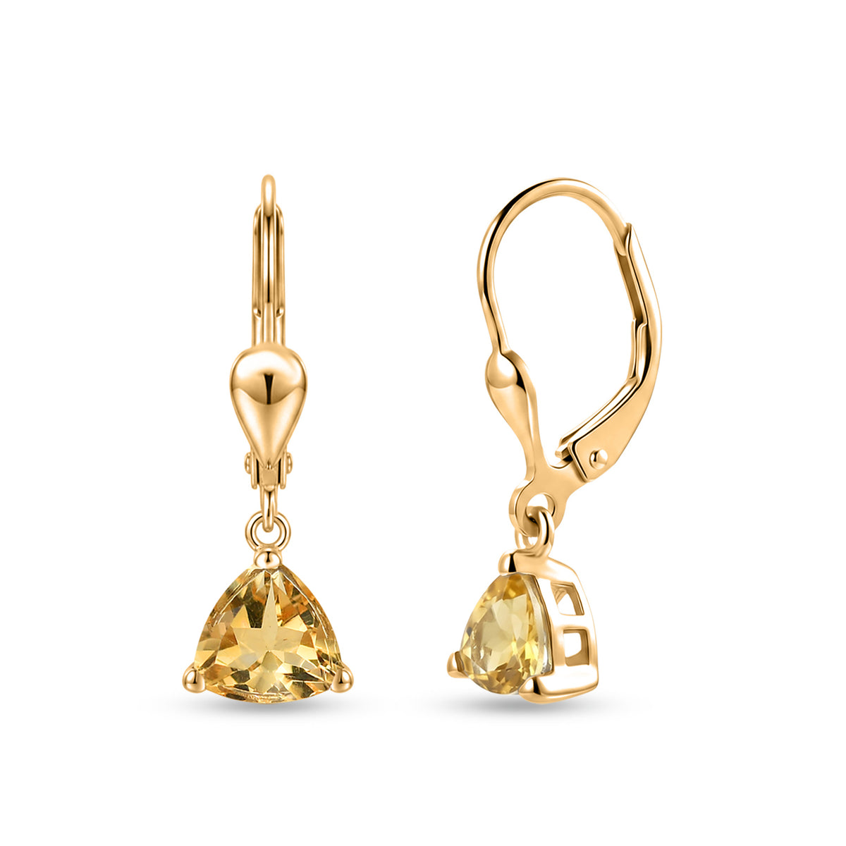 D'Joy Citrine Solitaire Earring with Lever Back in 18K Vermeil Yellow Gold Plated Sterling Silver 1.45 Ct. 8557316 0