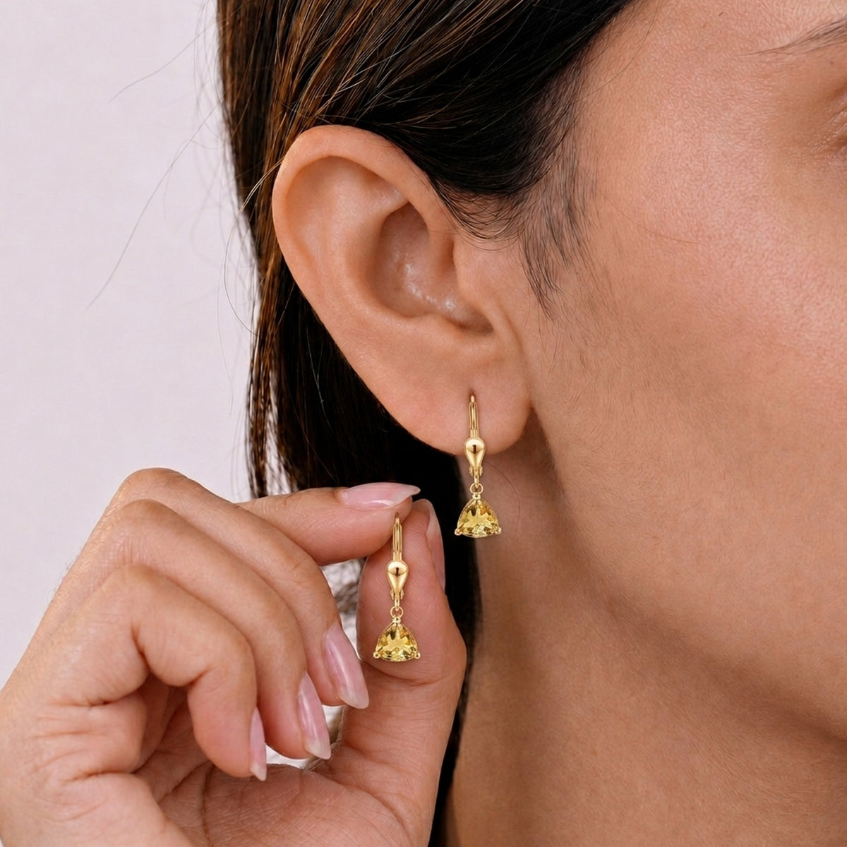 D'Joy Citrine Solitaire Earring with Lever Back in 18K Vermeil Yellow Gold Plated Sterling Silver 1.45 Ct. 8557316 3
