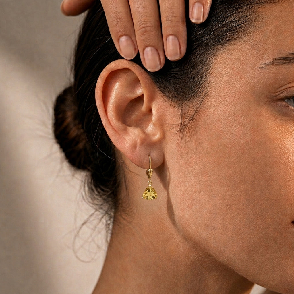 Royal Bali Collection - D'Joy Citrine Solitaire Earring with Lever Back in 18K Vermeil Yellow Gold Plated Sterling Silver 1.45 Ct._8557316_3