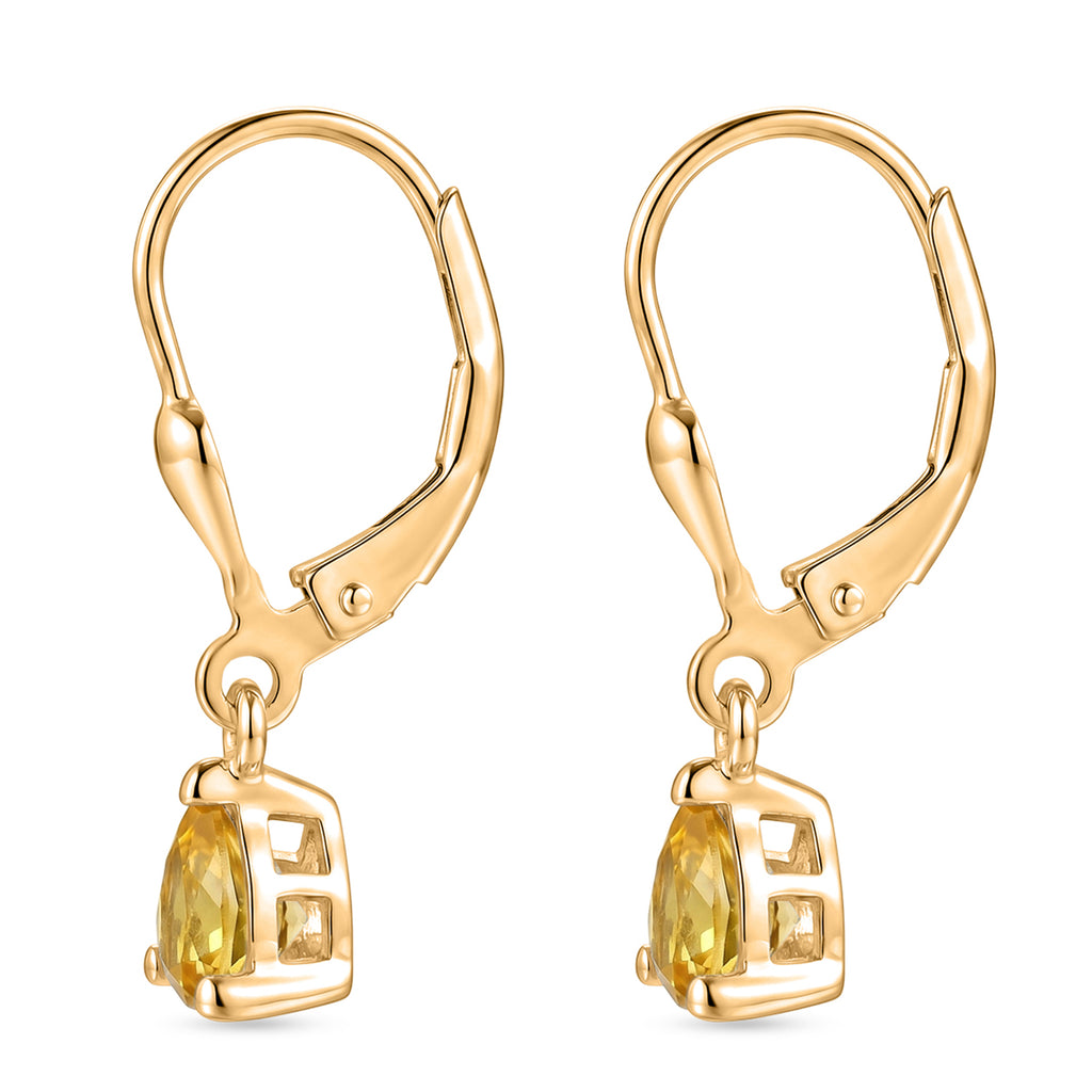Royal Bali Collection - D'Joy Citrine Solitaire Earring with Lever Back in 18K Vermeil Yellow Gold Plated Sterling Silver 1.45 Ct._8557316_4