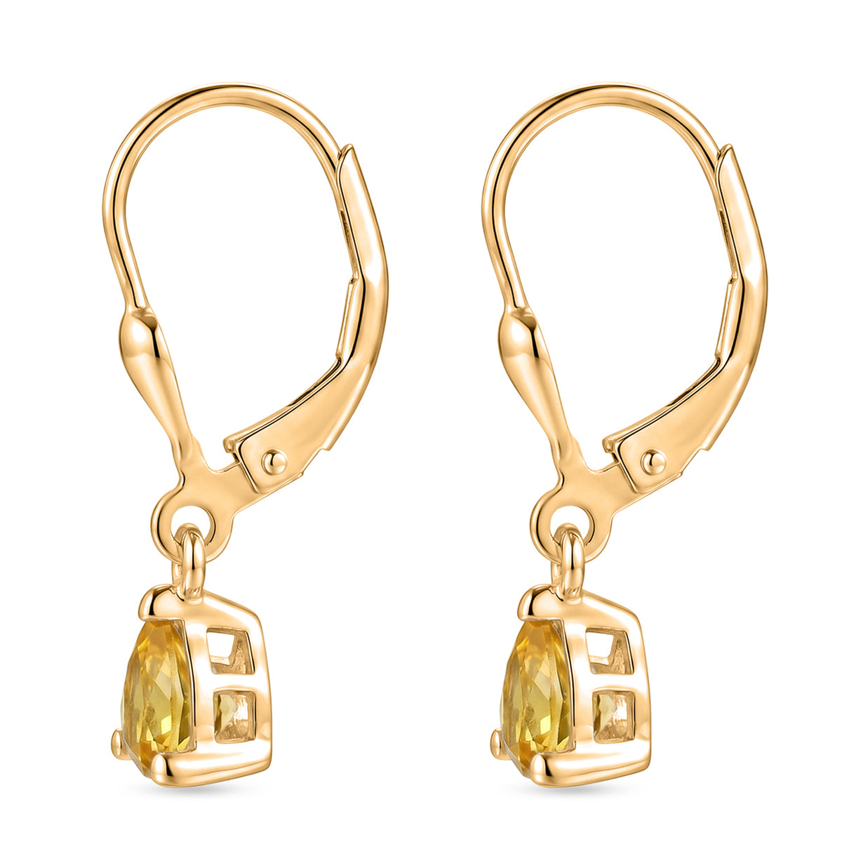 D'Joy Citrine Solitaire Earring with Lever Back in 18K Vermeil Yellow Gold Plated Sterling Silver 1.45 Ct. 8557316 5