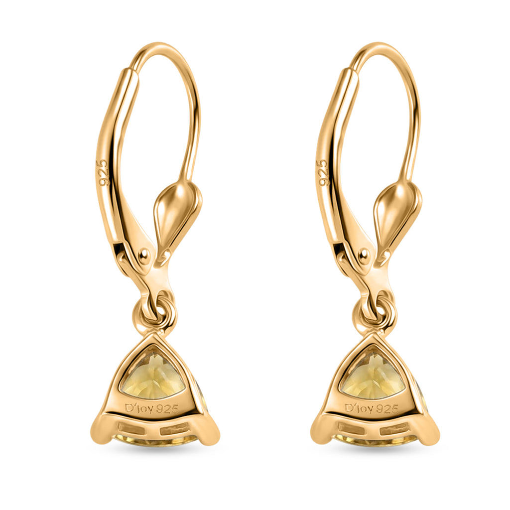 Royal Bali Collection - D'Joy Citrine Solitaire Earring with Lever Back in 18K Vermeil Yellow Gold Plated Sterling Silver 1.45 Ct._8557316_5