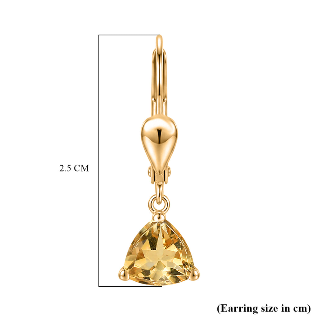 Royal Bali Collection - D'Joy Citrine Solitaire Earring with Lever Back in 18K Vermeil Yellow Gold Plated Sterling Silver 1.45 Ct._8557316_6