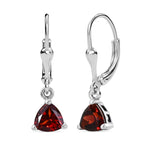 Royal Bali Collection - D'Joy Red Garnet Solitaire Earring with Lever Back in Rhodium Overlay Sterling Silver 1.74 Ct._8557339