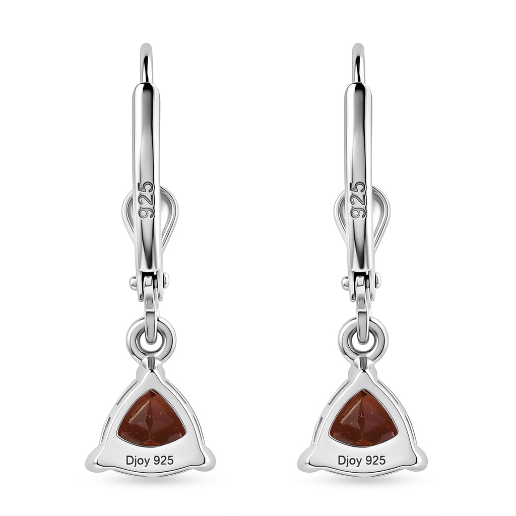 Royal Bali Collection - D'Joy Red Garnet Solitaire Earring with Lever Back in Rhodium Overlay Sterling Silver 1.74 Ct._8557339_4