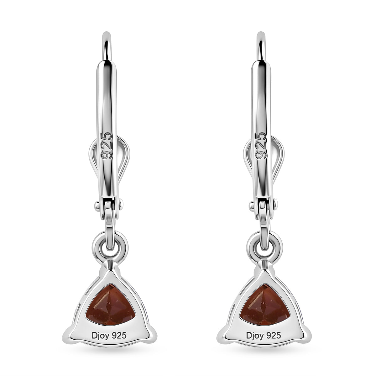 D'Joy Red Garnet Solitaire Earring with Lever Back in Rhodium Overlay Sterling Silver 1.74 Ct. 8557339 5