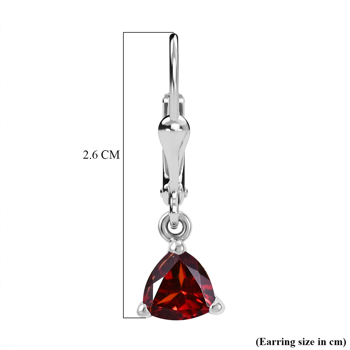 D'Joy Red Garnet Solitaire Earring with Lever Back in Rhodium Overlay Sterling Silver 1.74 Ct. 8557339 6