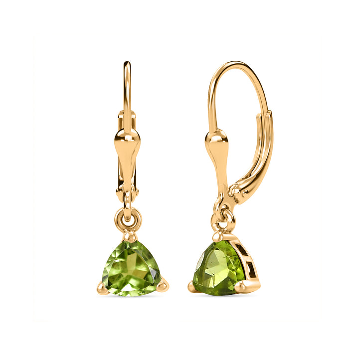 D'Joy Peridot Solitaire Earring with Lever Back in 18K Vermeil Yellow Gold Plated Sterling Silver 1.60 Ct. 8557344 1