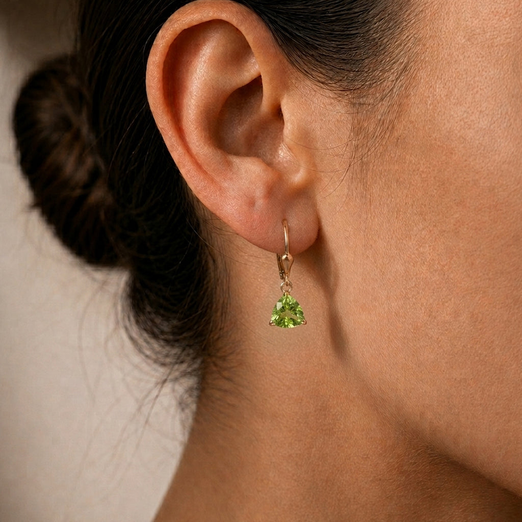 Royal Bali Collection - D'Joy Peridot Solitaire Earring with Lever Back in 18K Vermeil Yellow Gold Plated Sterling Silver 1.60 Ct._8557344_1