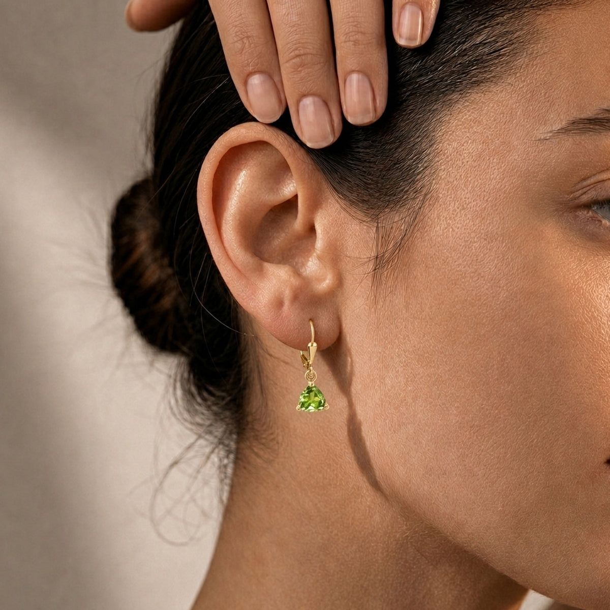 D'Joy Peridot Solitaire Earring with Lever Back in 18K Vermeil Yellow Gold Plated Sterling Silver 1.60 Ct. 8557344 4