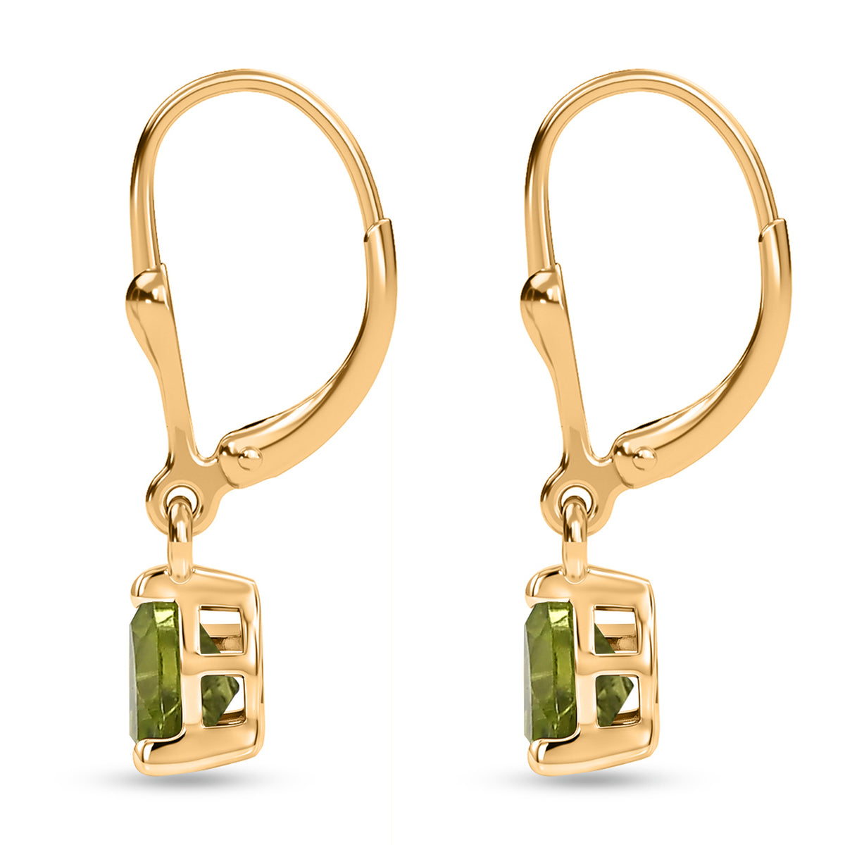 D'Joy Peridot Solitaire Earring with Lever Back in 18K Vermeil Yellow Gold Plated Sterling Silver 1.60 Ct. 8557344 5