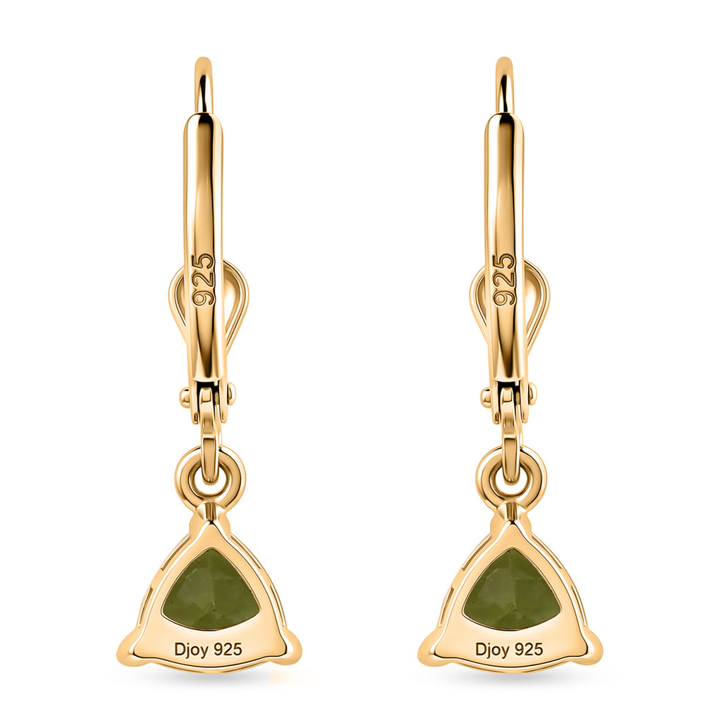 Royal Bali Collection - D'Joy Peridot Solitaire Earring with Lever Back in 18K Vermeil Yellow Gold Plated Sterling Silver 1.60 Ct._8557344_5