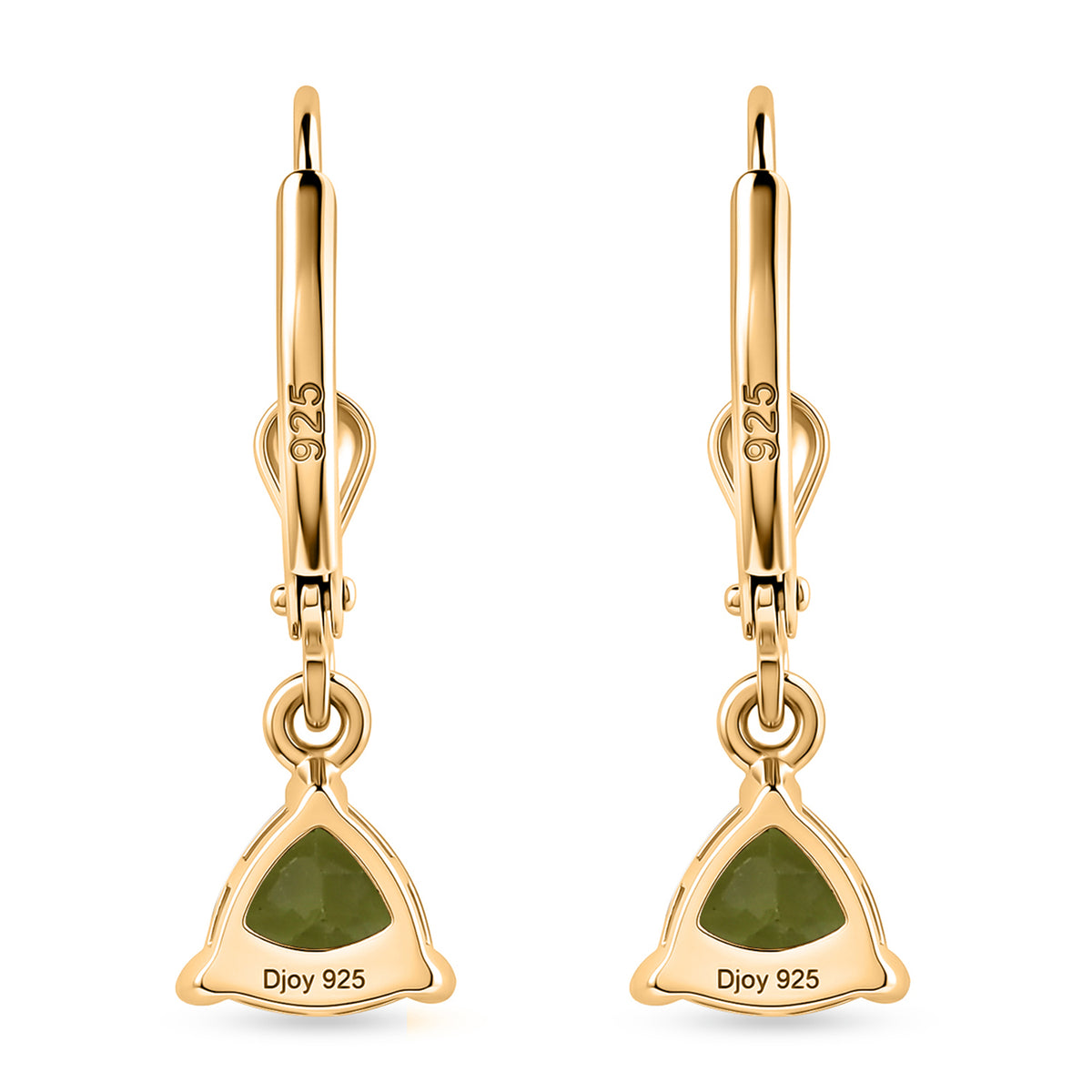 D'Joy Peridot Solitaire Earring with Lever Back in 18K Vermeil Yellow Gold Plated Sterling Silver 1.60 Ct. 8557344 6