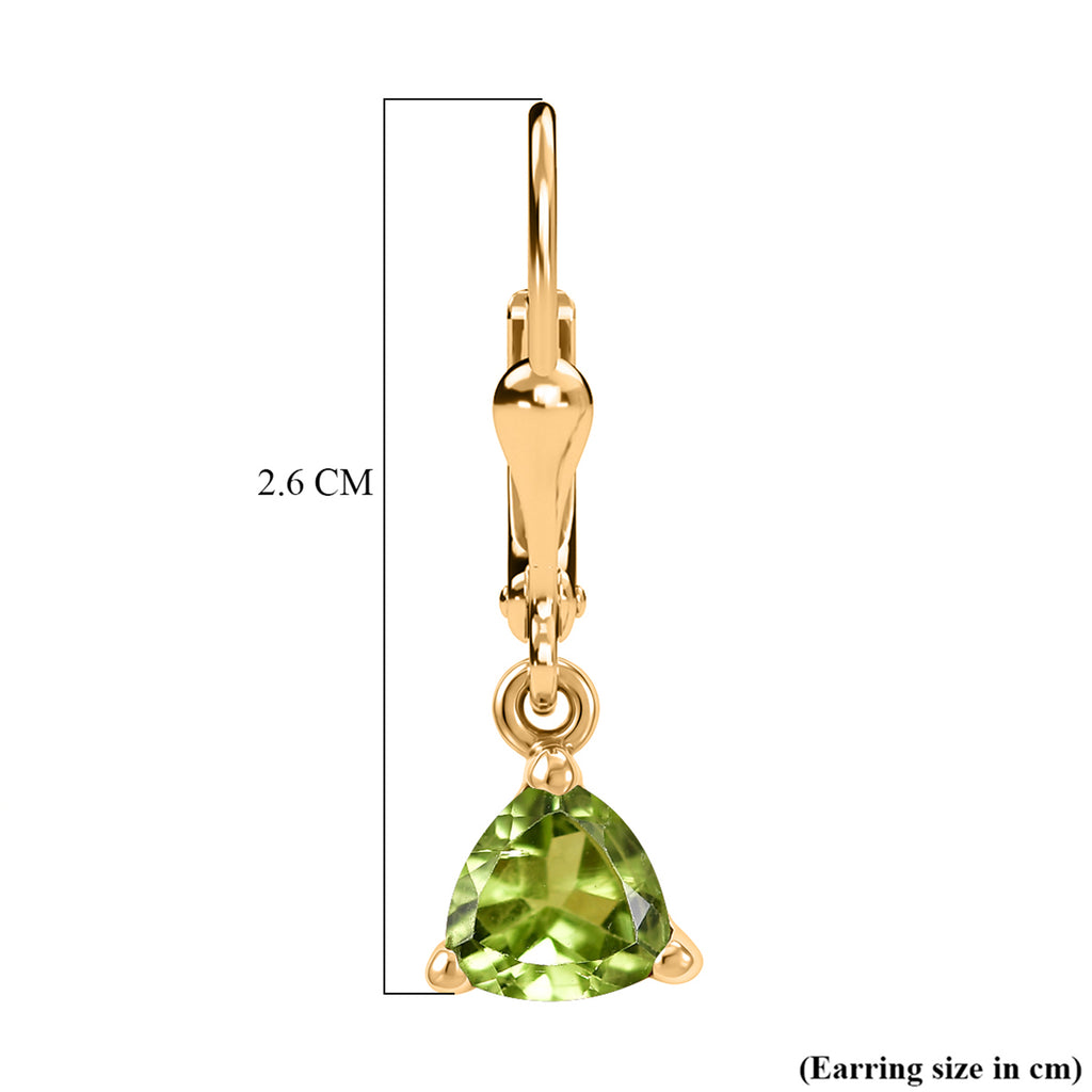 Royal Bali Collection - D'Joy Peridot Solitaire Earring with Lever Back in 18K Vermeil Yellow Gold Plated Sterling Silver 1.60 Ct._8557344_6