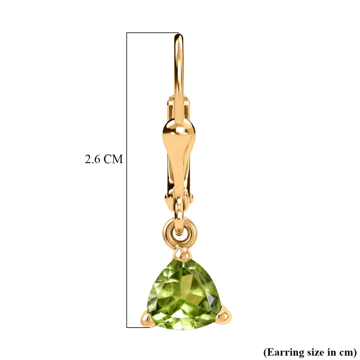 D'Joy Peridot Solitaire Earring with Lever Back in 18K Vermeil Yellow Gold Plated Sterling Silver 1.60 Ct. 8557344 7
